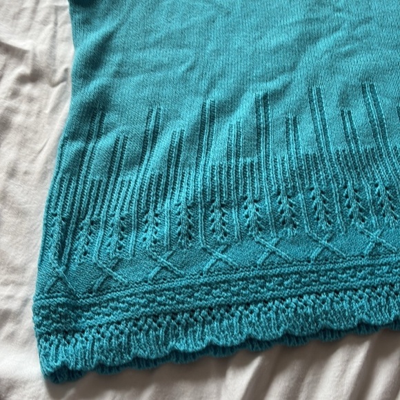 Traditions Knit Tank Top – Size Medium | Boho Lace Hem | Turquoise Trend | - Picture 3 of 6
